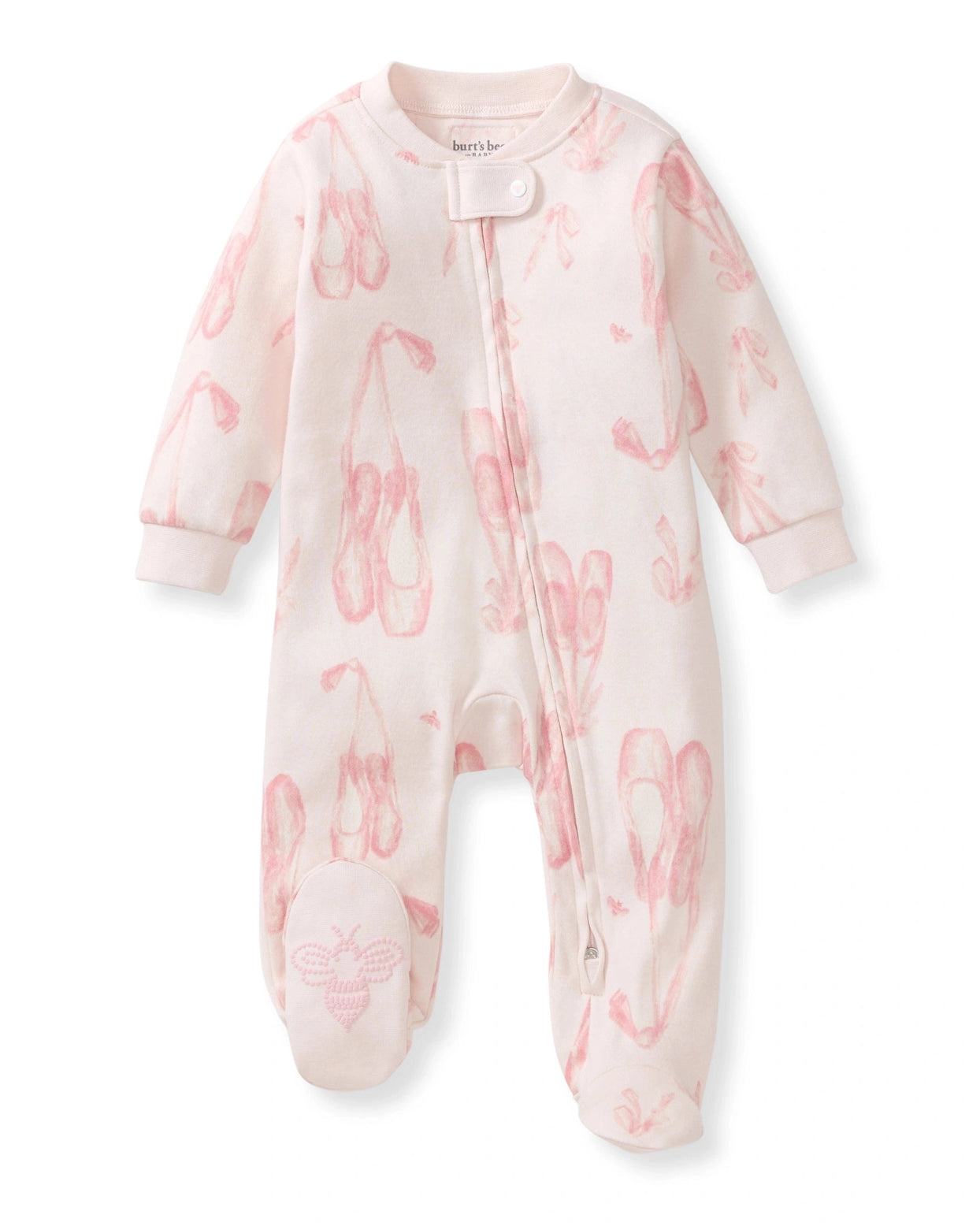Baby Girl Ballet Slippers Organic Cotton Zipper Sleep/Play A Touch of Magnolia Boutique