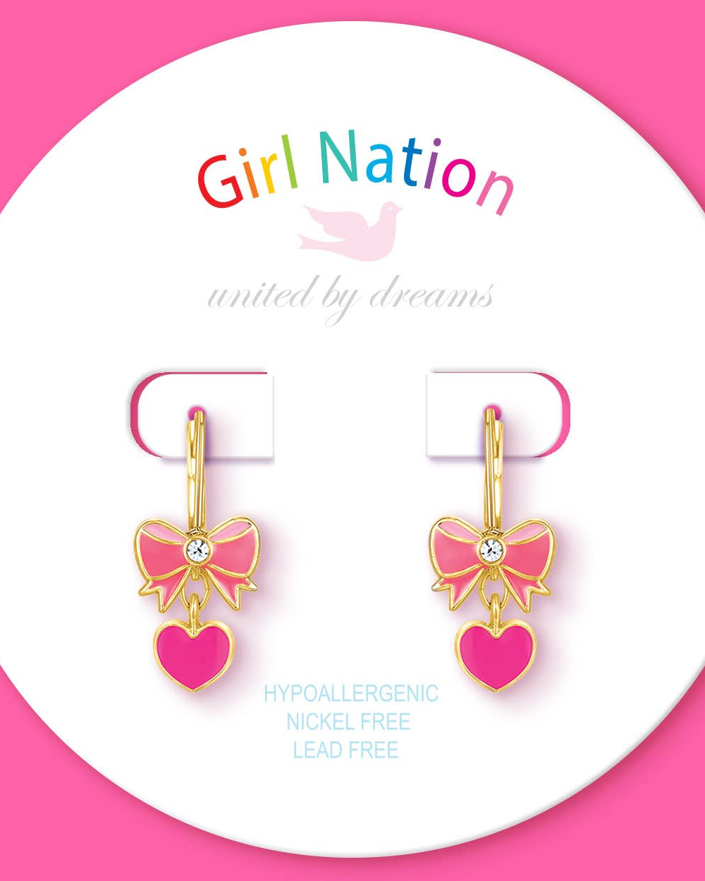 Pink Heart & Bow Leverback Dangle Earrings A Touch of Magnolia Boutique