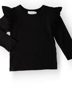 Black Long Sleeve Ruffle Top A Touch of Magnolia Boutique