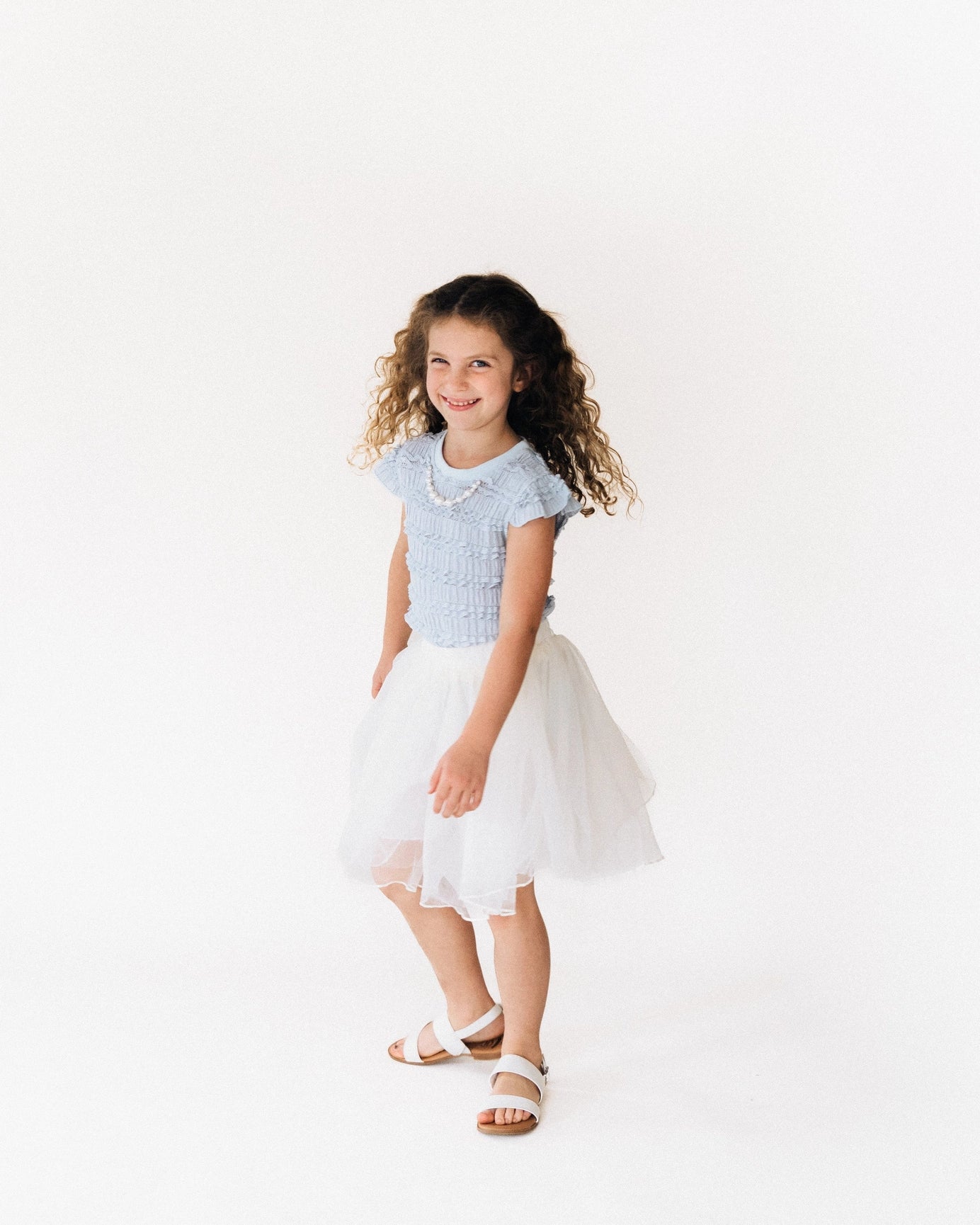 Blue Pearl Ruffle Top and Tulle Skirt Set A Touch of Magnolia Boutique