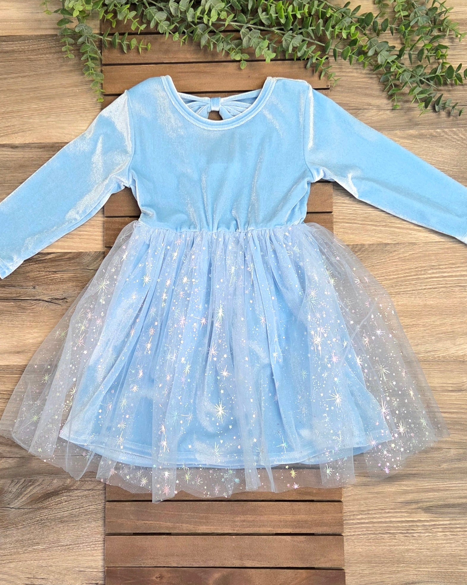 Blue Velvet Sparkle Tulle Bow-Back Dress A Touch of Magnolia Boutique