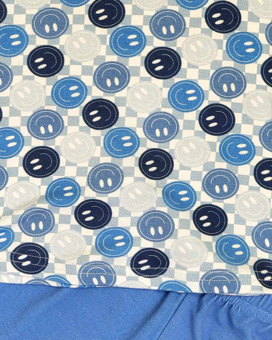 Bamboo Blue Smiley Shorts Set Pajamas A Touch of Magnolia Boutique