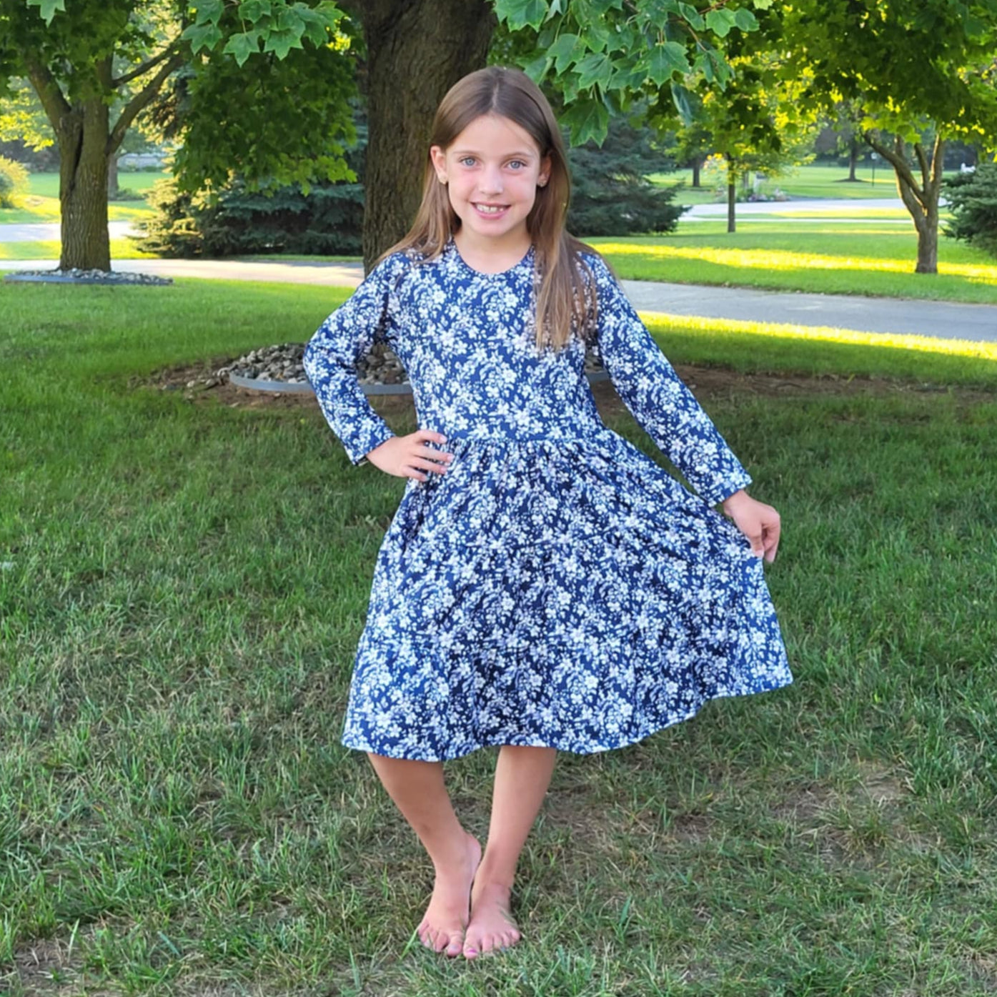 Blue Floral Tier Dress A Touch of Magnolia Boutique