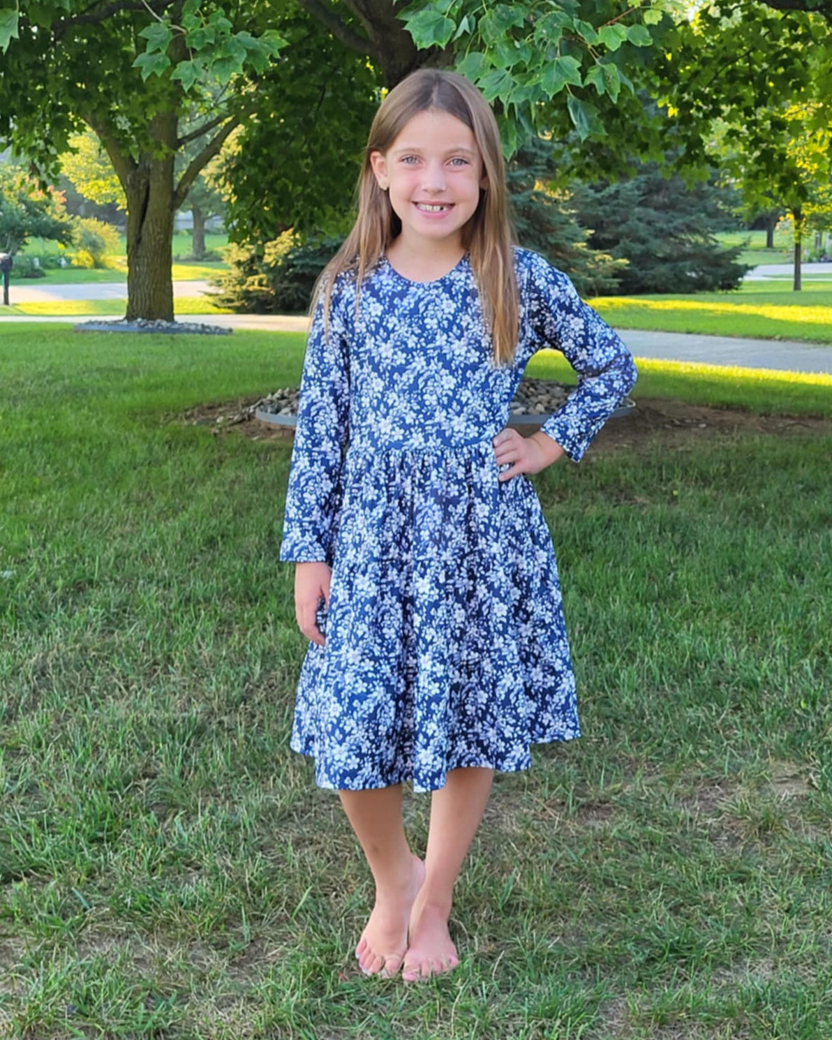 Blue Floral Tier Dress A Touch of Magnolia Boutique