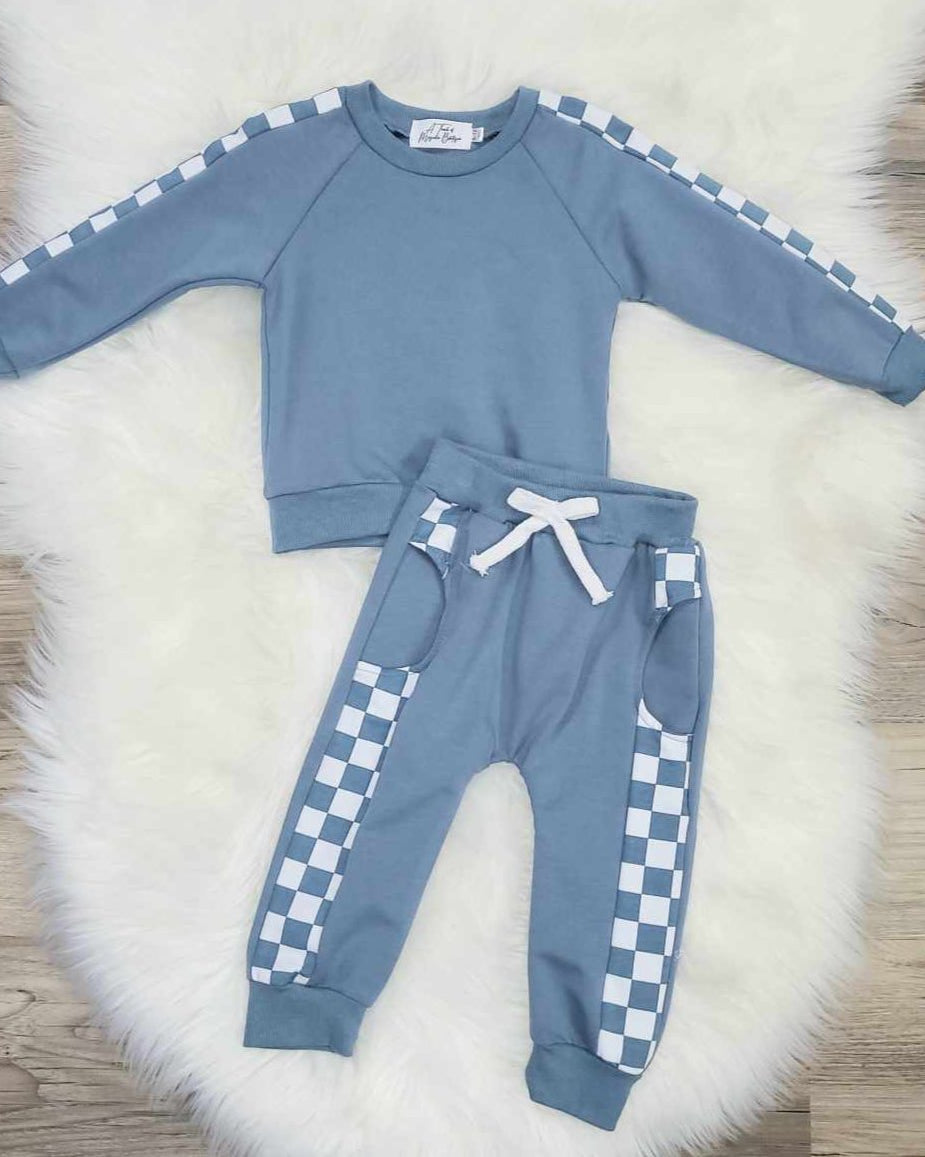 Blue Check Jogger Set A Touch of Magnolia Boutique