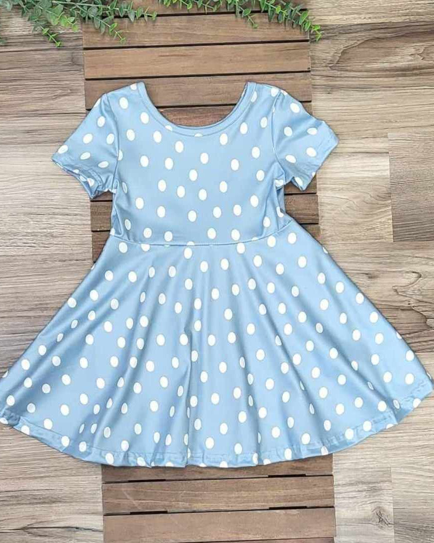 Blue with White Polka Dots Dress A Touch of Magnolia Boutique