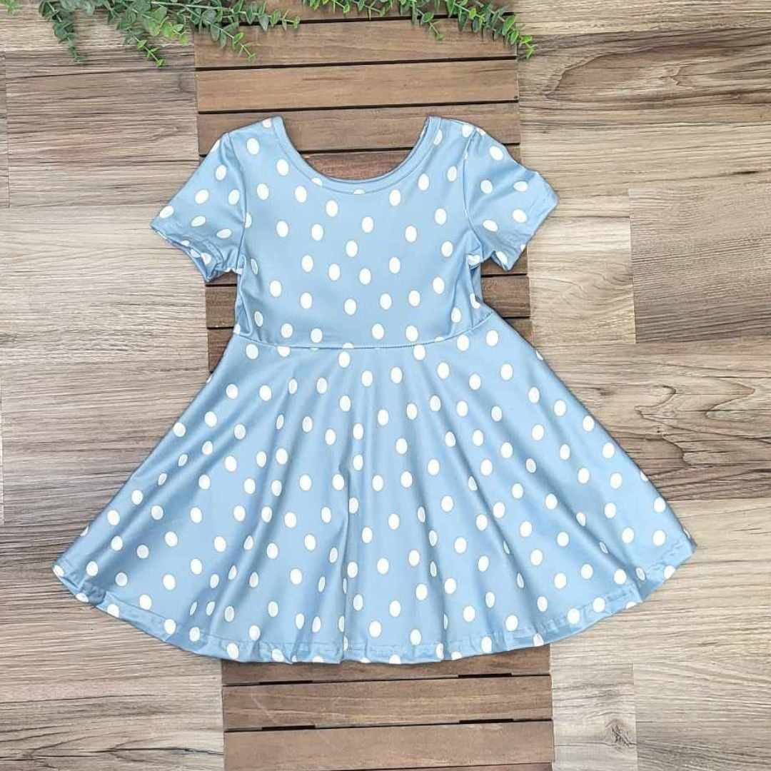 Blue with White Polka Dots Dress  A Touch of Magnolia Boutique   