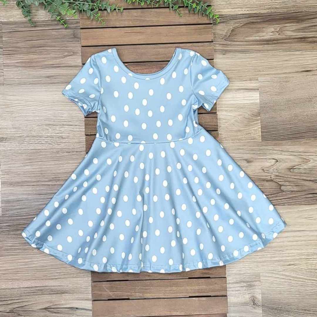 Blue with White Polka Dots Dress A Touch of Magnolia Boutique