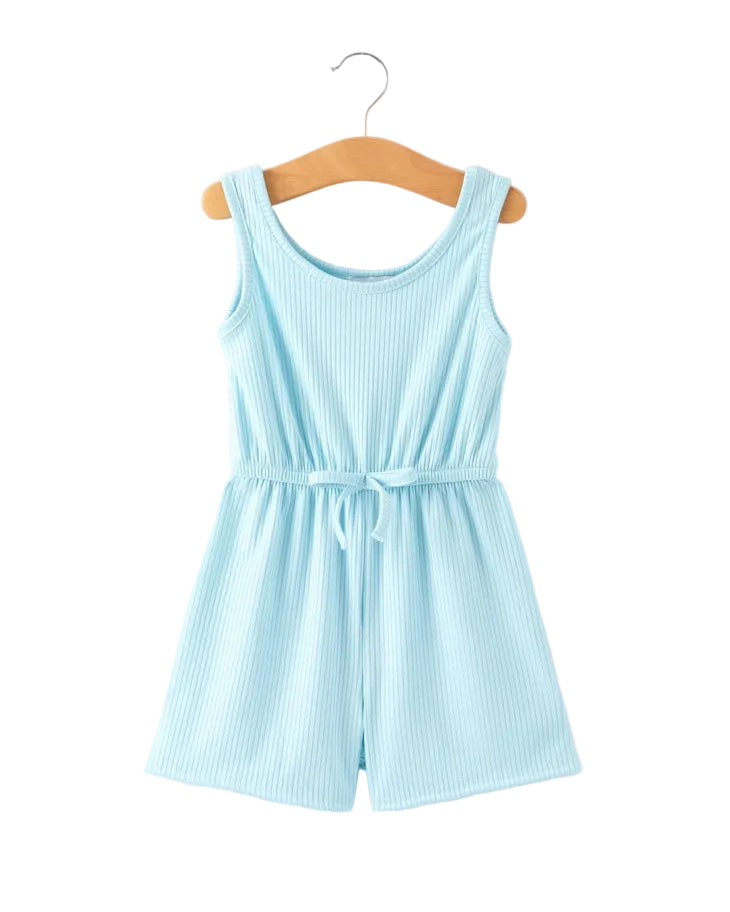 Blue Ribbed Sleeveless Shorts Romper A Touch of Magnolia Boutique