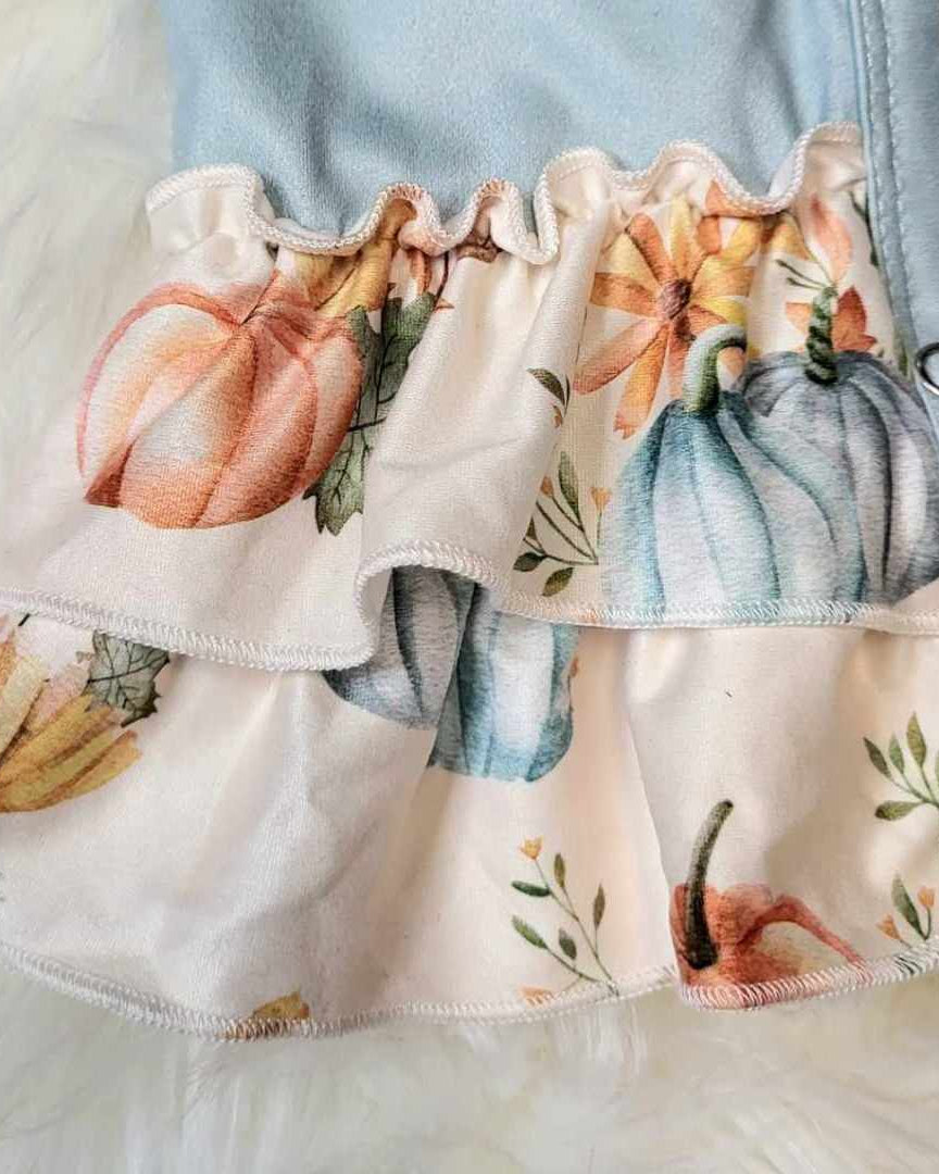 Baby Girl Blue Pumpkin Romper A Touch of Magnolia Boutique