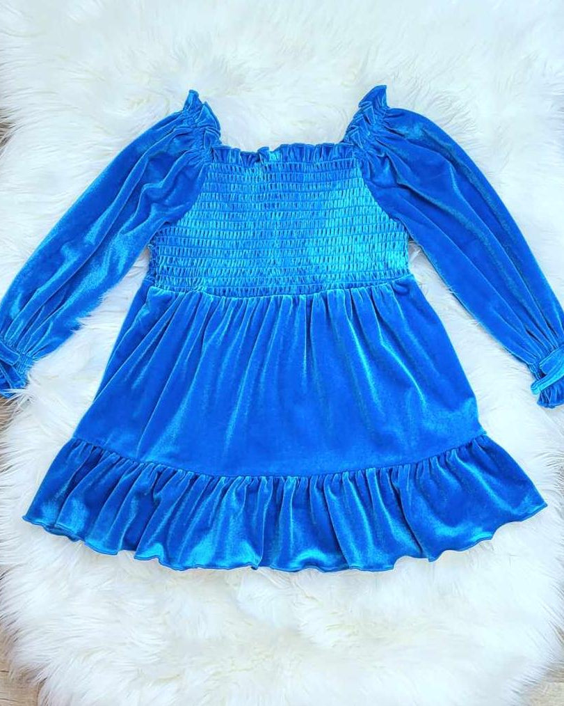 Blue Velvet Smocked Dress A Touch of Magnolia Boutique