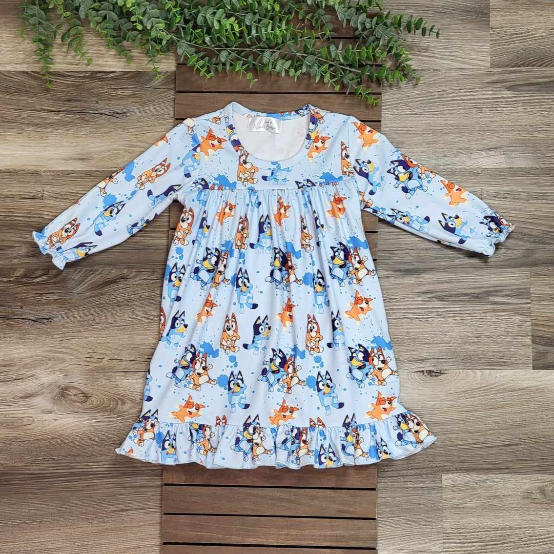 Blue and Orange Heeler Pups Pajama Gown A Touch of Magnolia Boutique