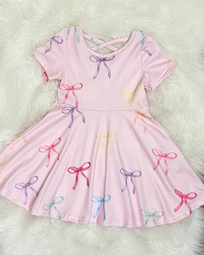 Pink Pastel Bow Print Dress A Touch of Magnolia Boutique