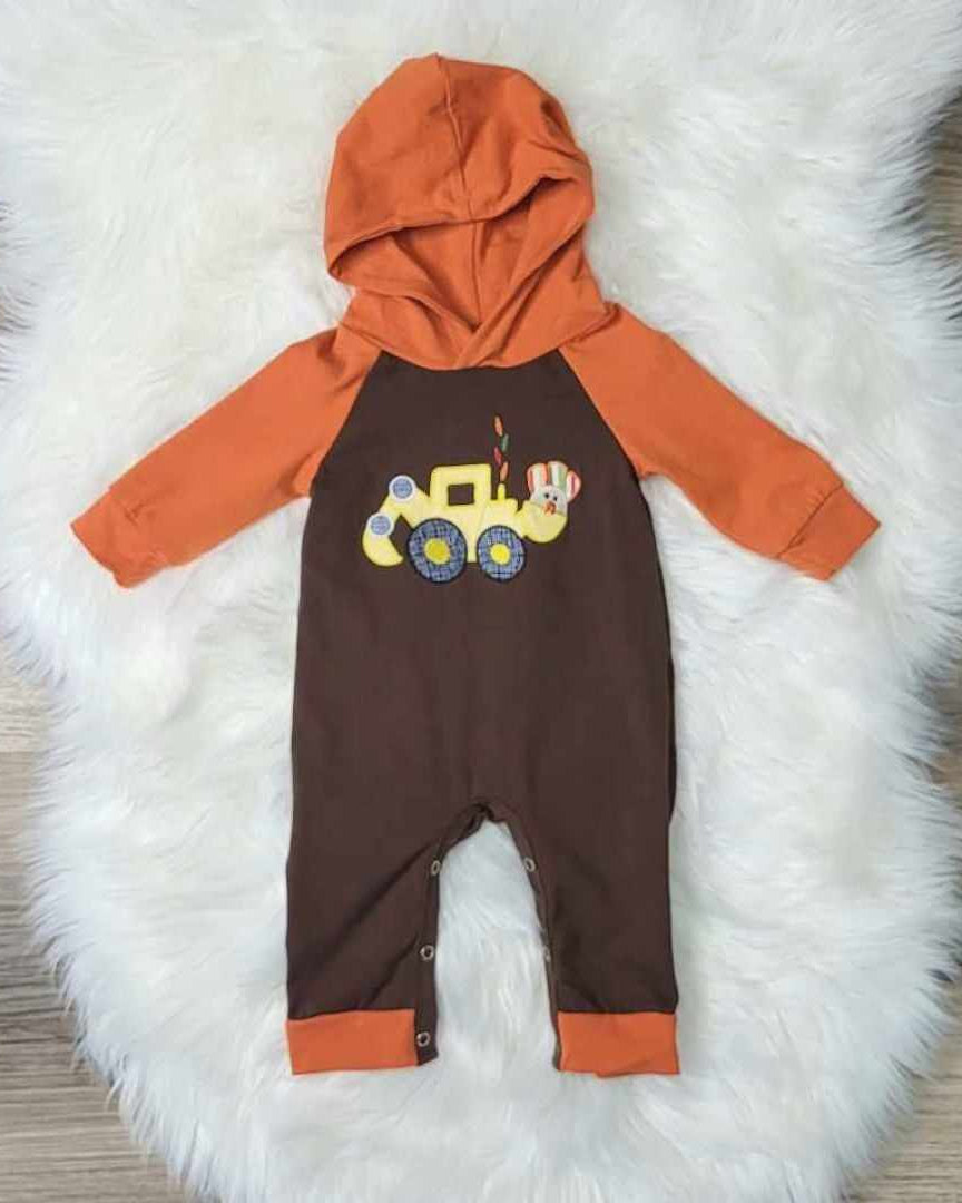 Baby Boy Turkey Excavator Romper A Touch of Magnolia Boutique