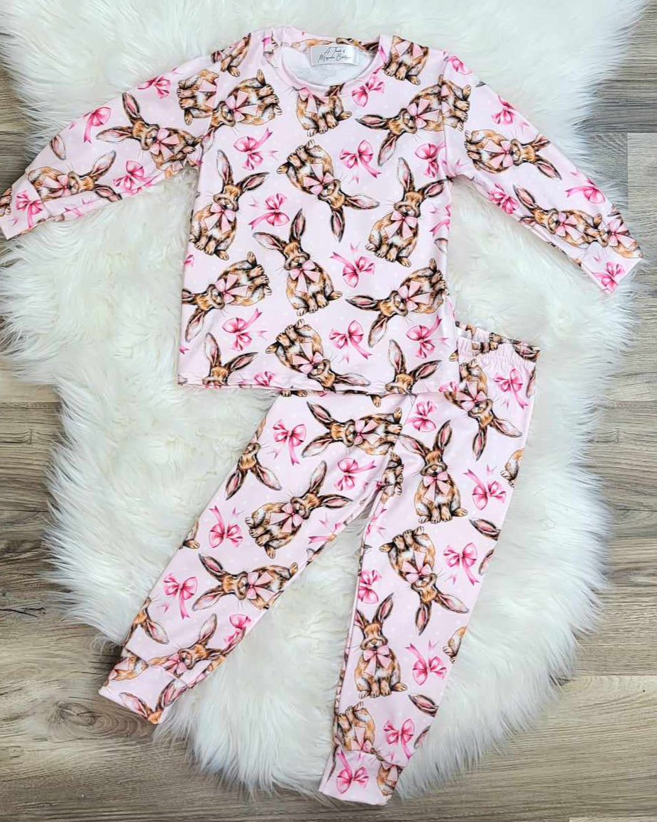 Bunny and Pink Bows Pajama Set A Touch of Magnolia Boutique