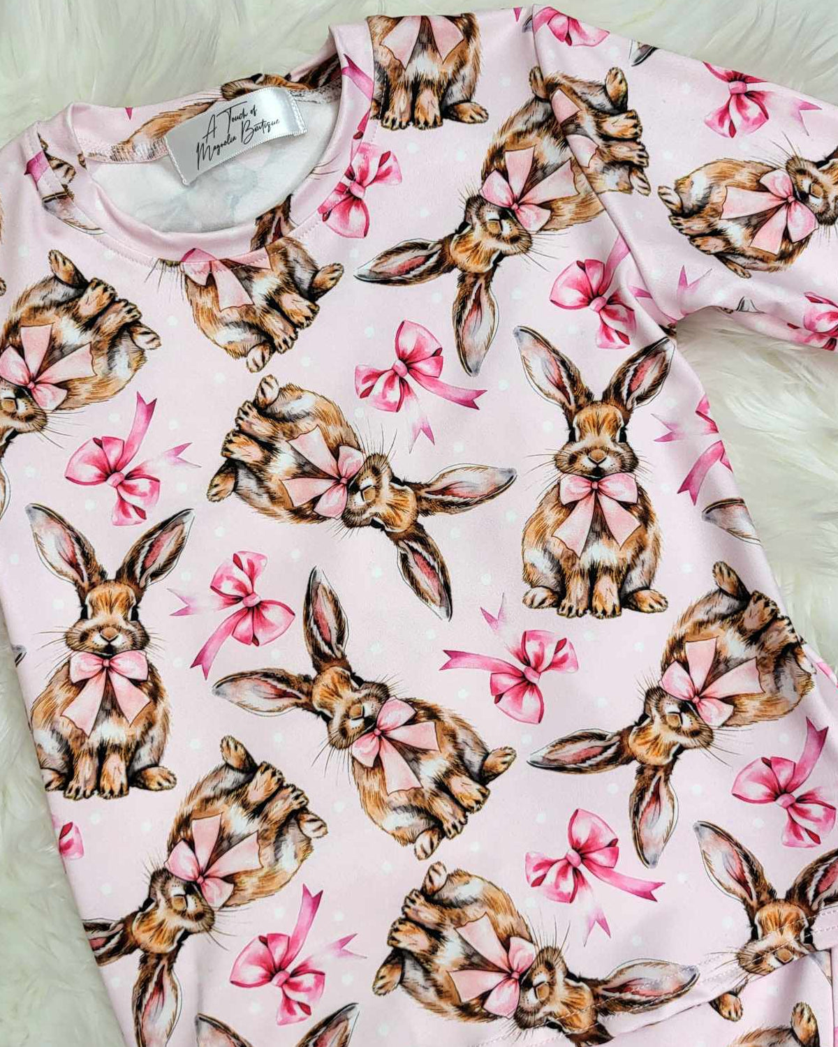 Bunny and Pink Bows Pajama Set A Touch of Magnolia Boutique