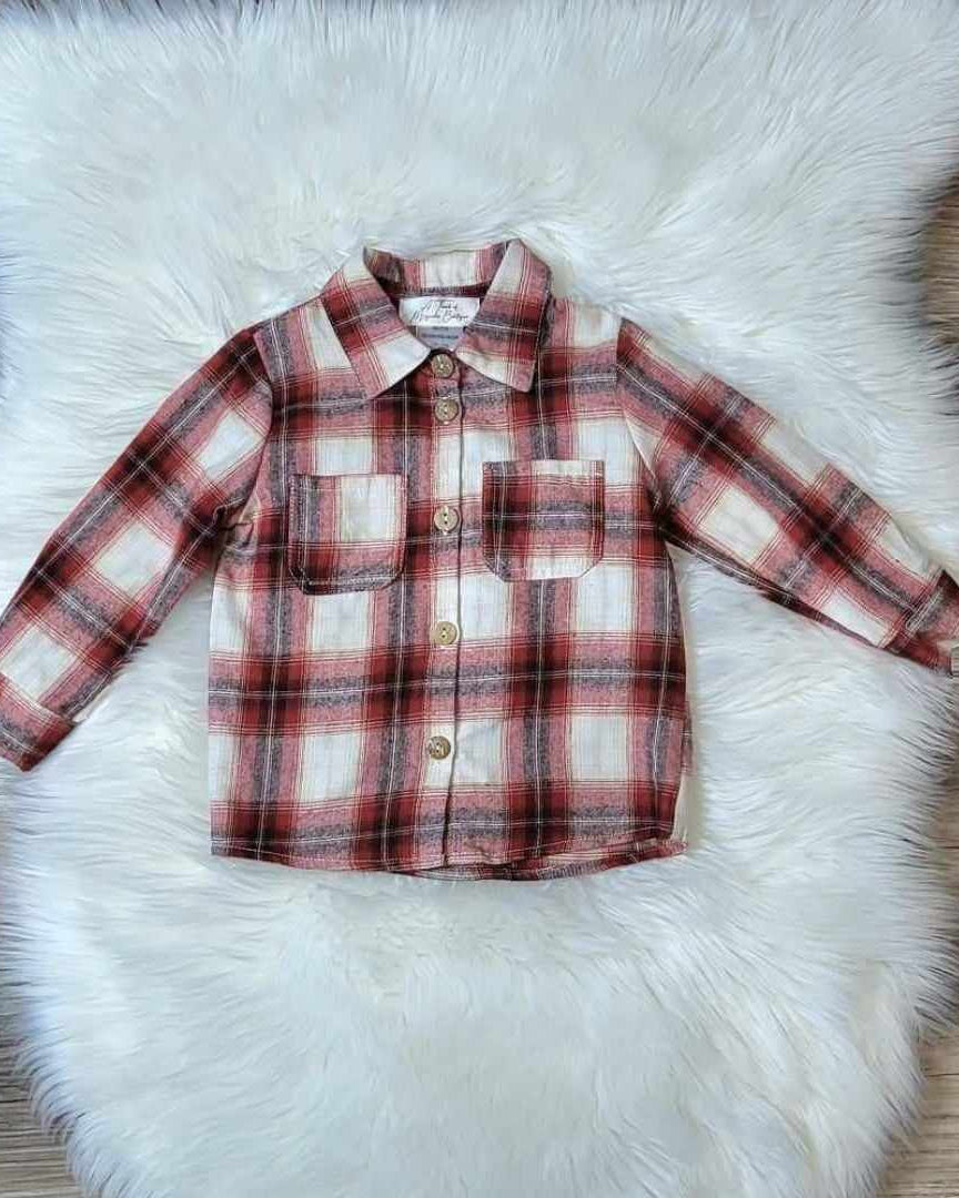 Burgundy Plaid Button Down Top A Touch of Magnolia Boutique