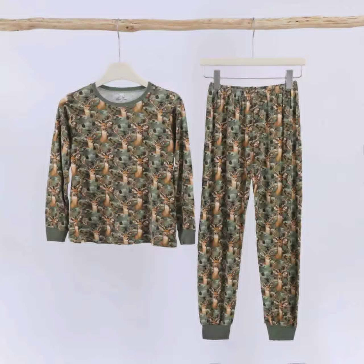 Bamboo Camo Deer Two-Piece Pajama Set A Touch of Magnolia Boutique
