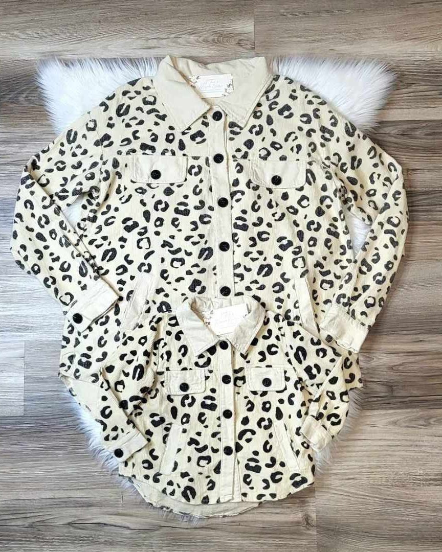 Cheetah Print Corduroy Shacket-Mom & Me-Kids  A Touch of Magnolia Boutique   