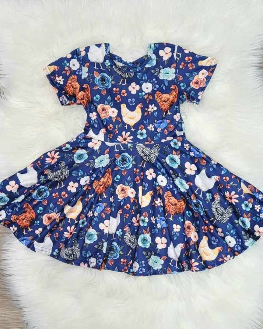 Floral Chicken Twirl Dress  A Touch of Magnolia Boutique   