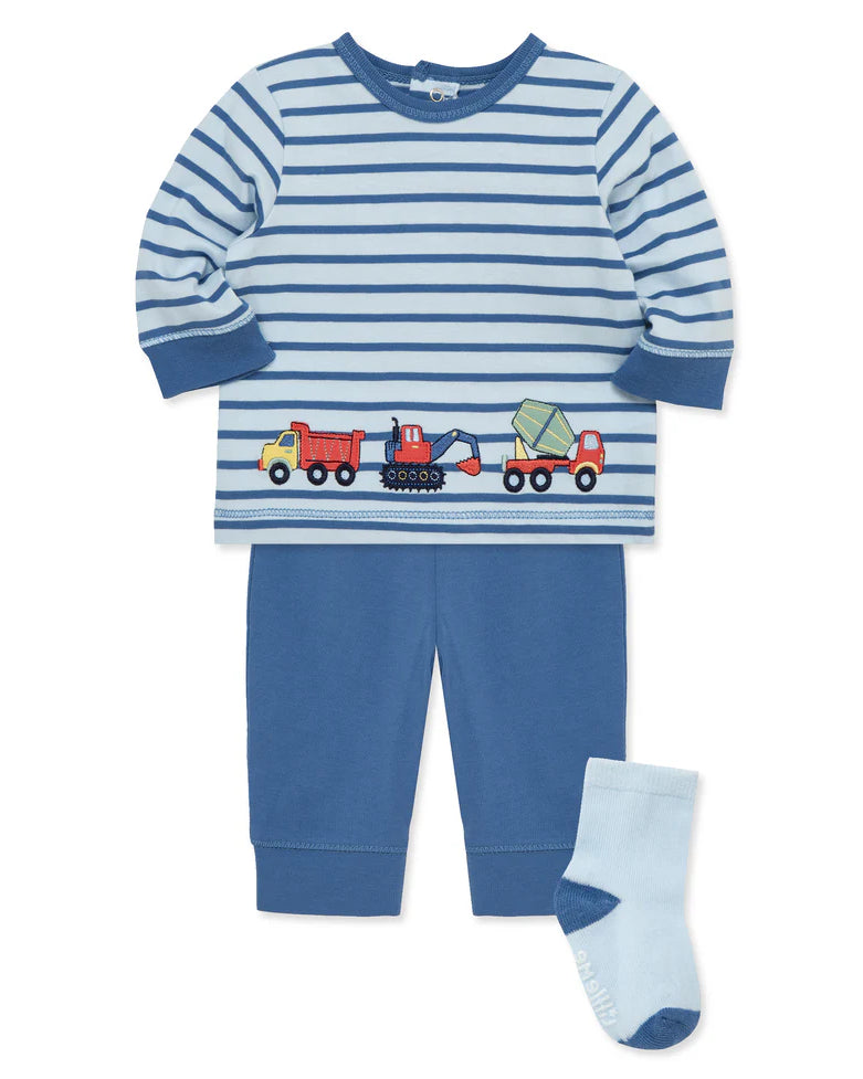 Baby Boy Blue Striped Construction Jogger Set A Touch of Magnolia Boutique