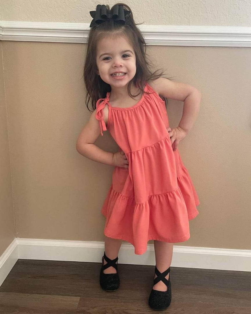 Coral Tier Spaghetti Tie Strap Dress A Touch of Magnolia Boutique