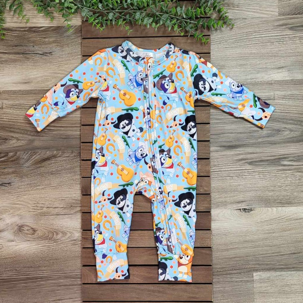 Baby Zipper Western Heeler Print Footless Sleeper/Romper A Touch of Magnolia Boutique