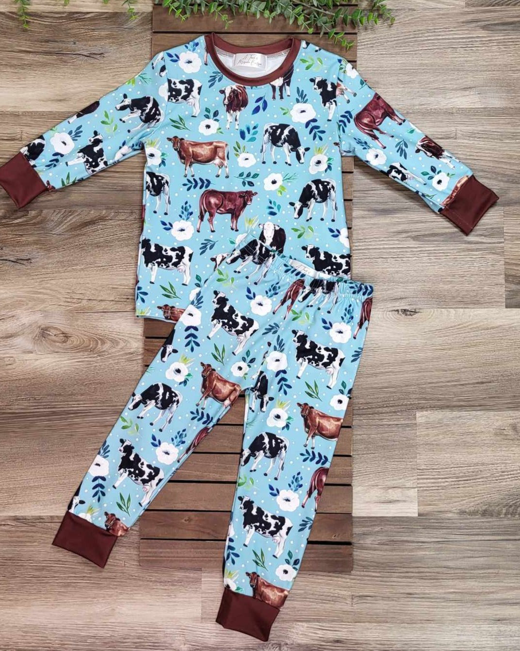 Floral Cows Print Pajama Set A Touch of Magnolia Boutique