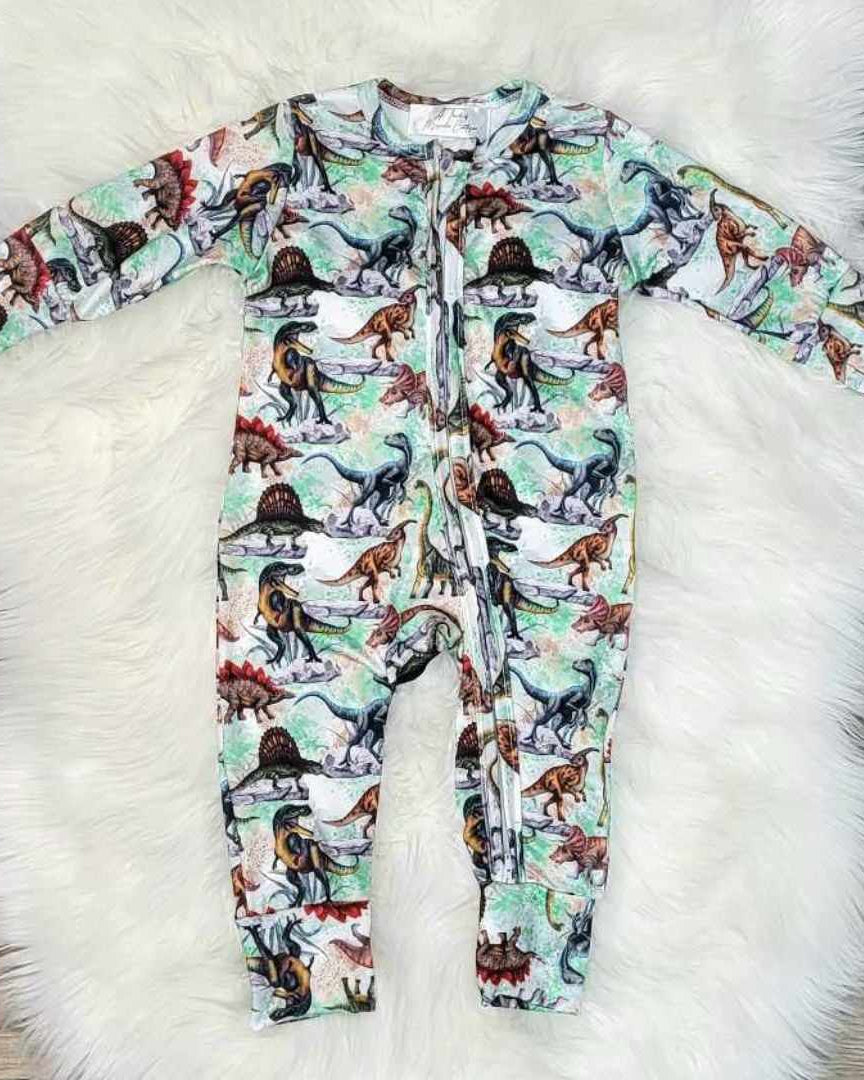 Baby Boy Zipper Dinosaur Footless Sleeper/Romper  A Touch of Magnolia Boutique   
