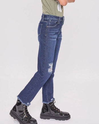 High-Rise Exposed Button Straight Leg Jean YMI Tween (7-14) A Touch of Magnolia Boutique