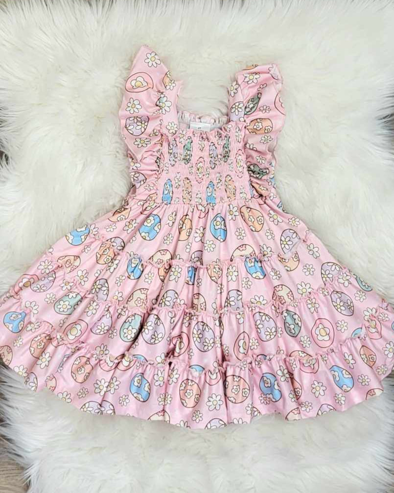 Easter Themed Flutter Sleeve Smocked Dress A Touch of Magnolia Boutique