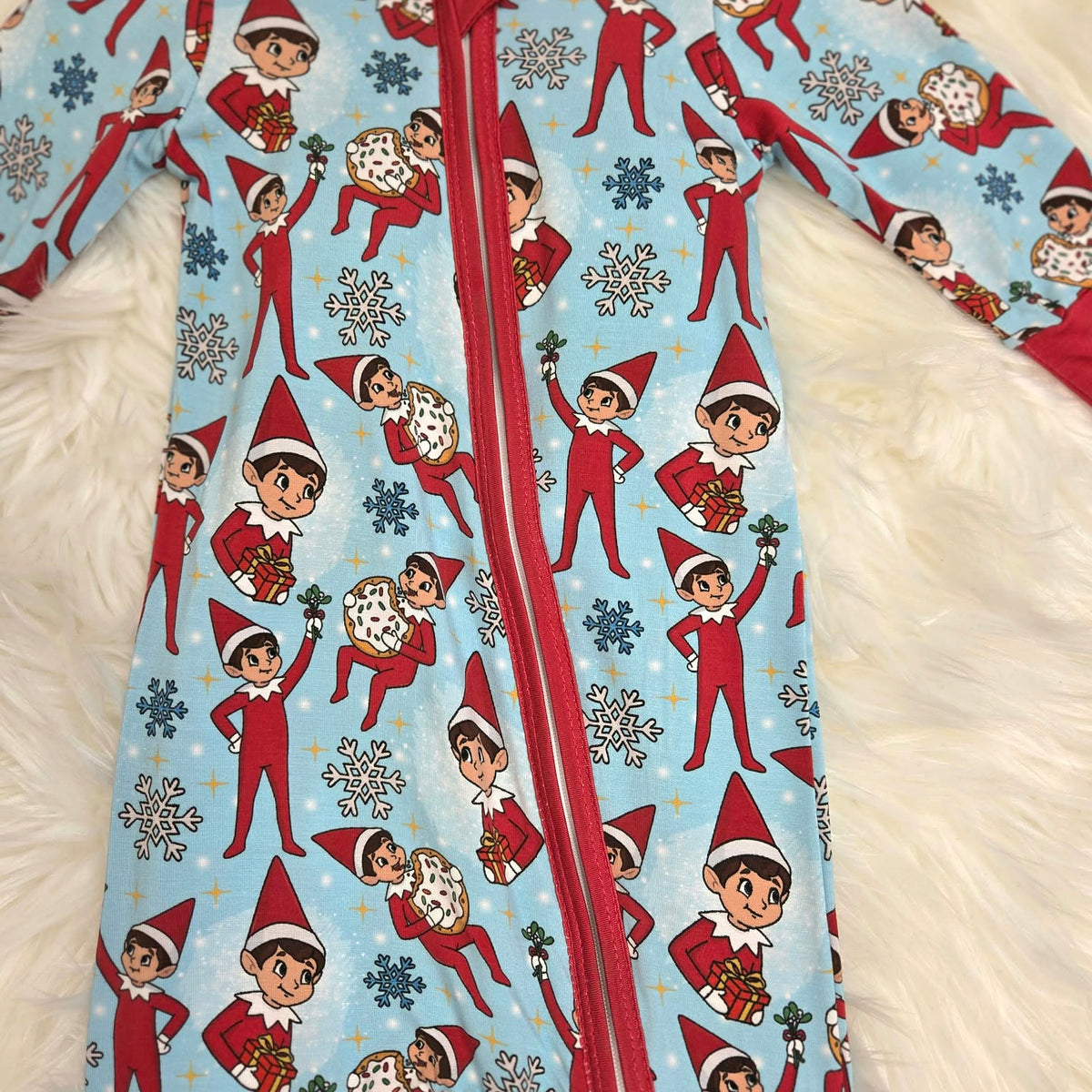 Bamboo Santa's Playful Elves Baby Zipper Romper & Sleeper A Touch of Magnolia Boutique