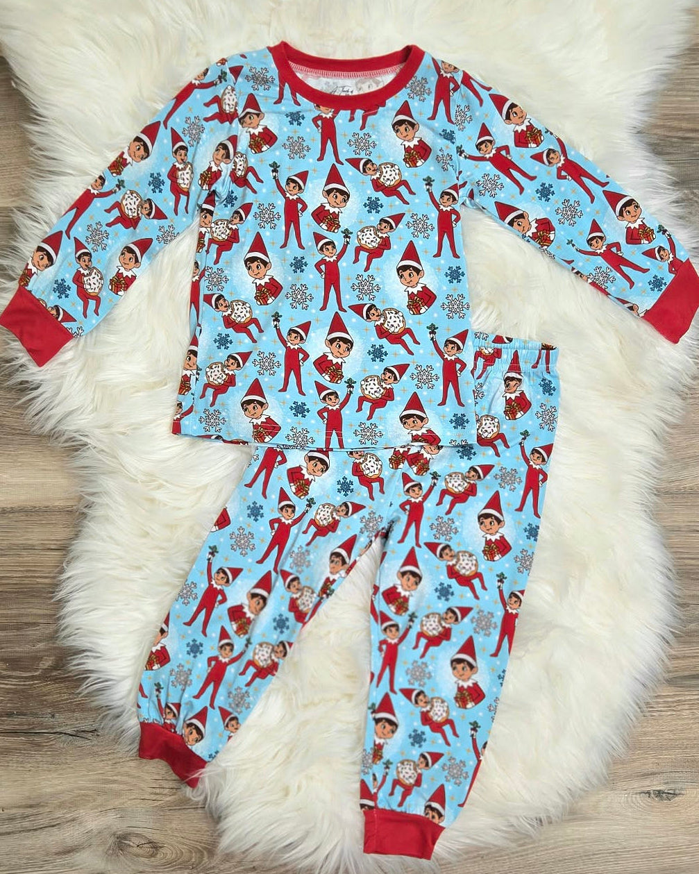Bamboo Santa's Playful Elves Two-Piece Pajama Set A Touch of Magnolia Boutique