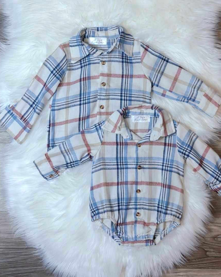 Baby Boy Fall Plaid Button Down Romper A Touch of Magnolia Boutique