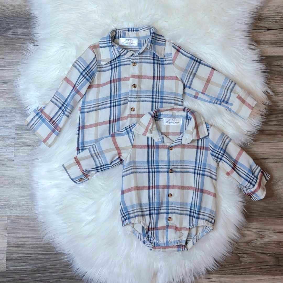Baby Boy Fall Plaid Button Down Romper A Touch of Magnolia Boutique