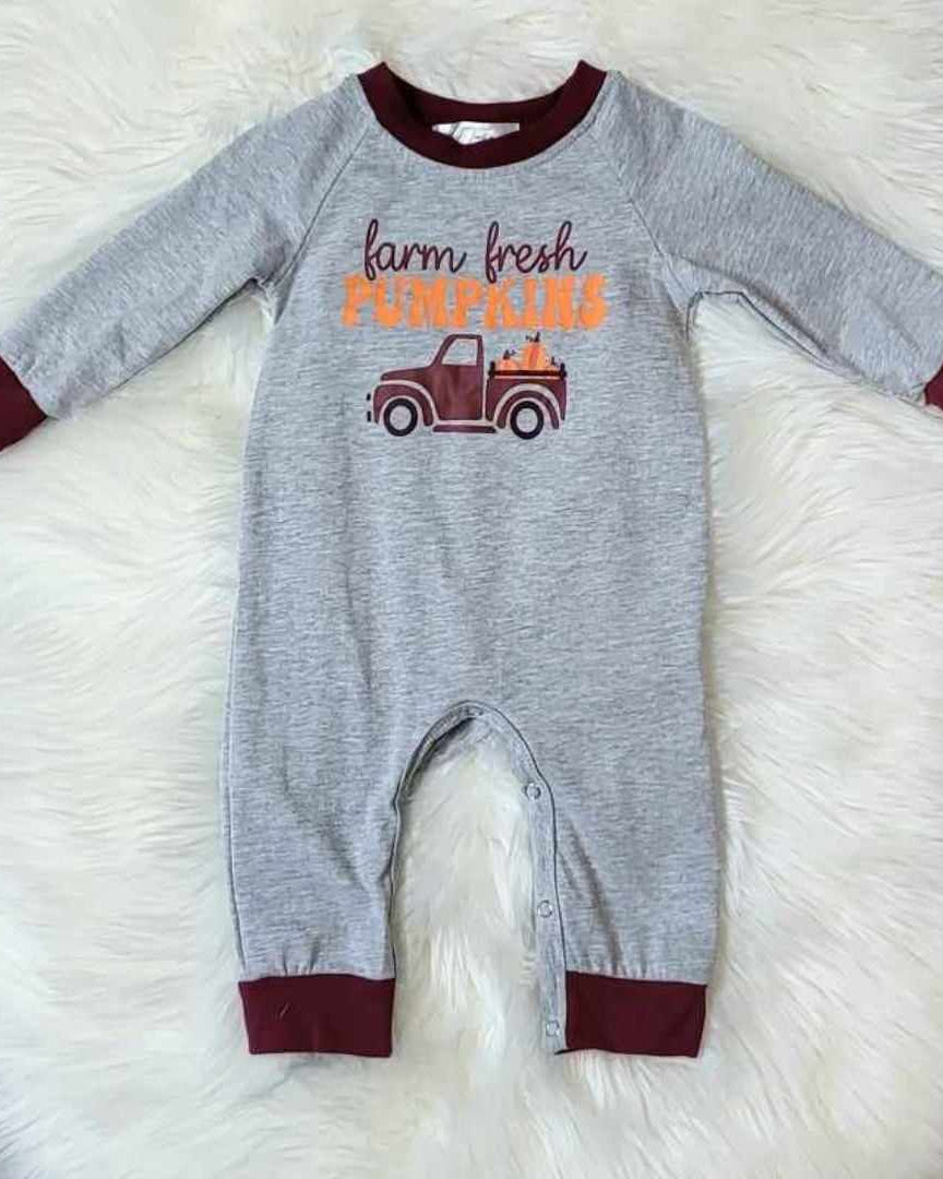 Baby Boy Farm Fresh Pumpkin Romper A Touch of Magnolia Boutique