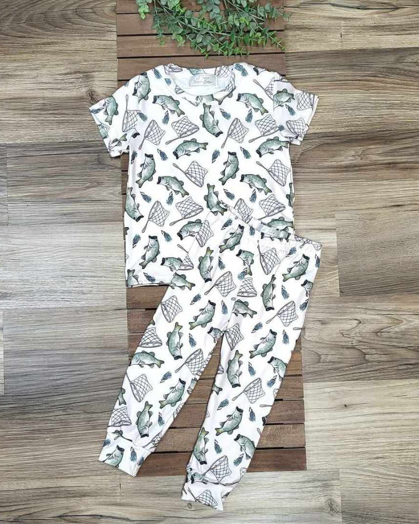 Boys Fishing Short Sleeve Top Pajama Set A Touch of Magnolia Boutique