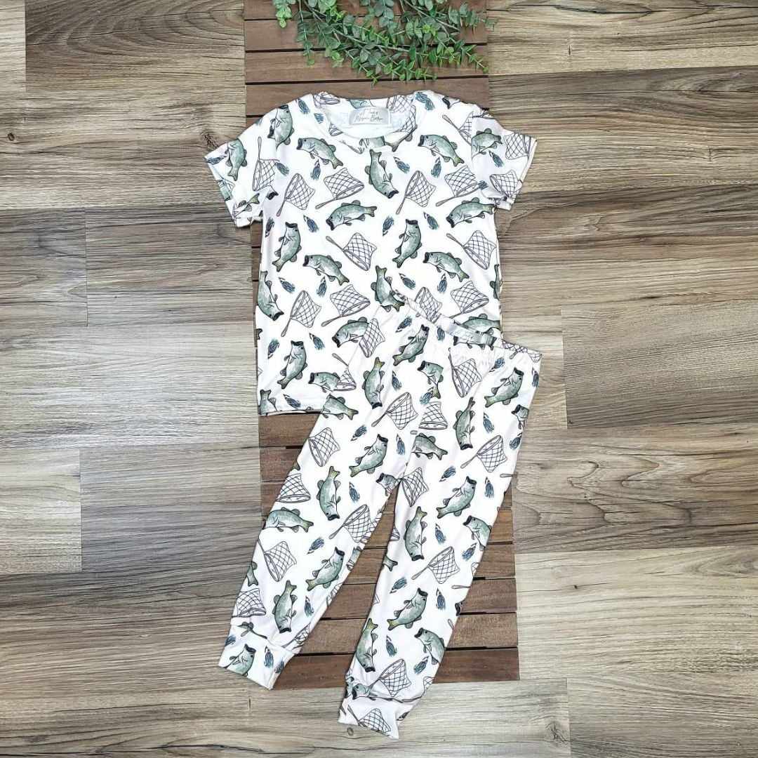 Boys Fishing Short Sleeve Top Pajama Set A Touch of Magnolia Boutique