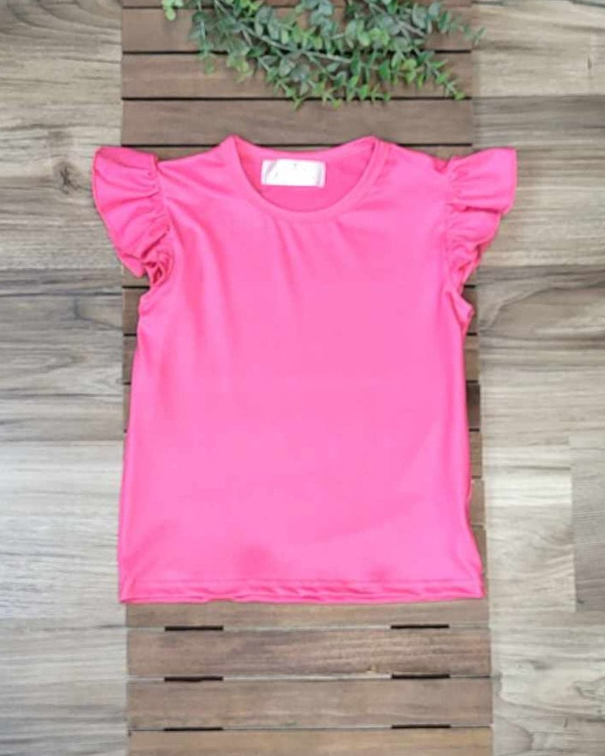 Flamingo Pink Flutter Sleeve Top A Touch of Magnolia Boutique