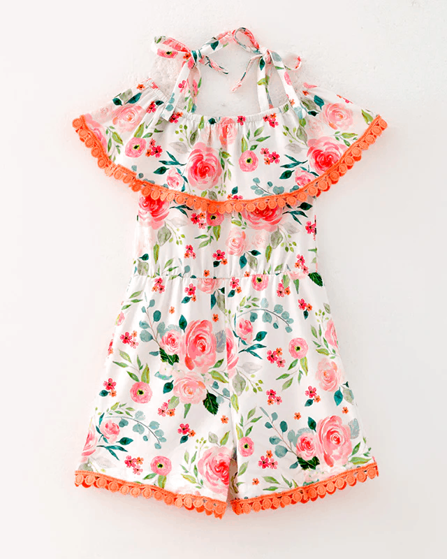 Floral Tie Strap Shorts Romper A Touch of Magnolia Boutique