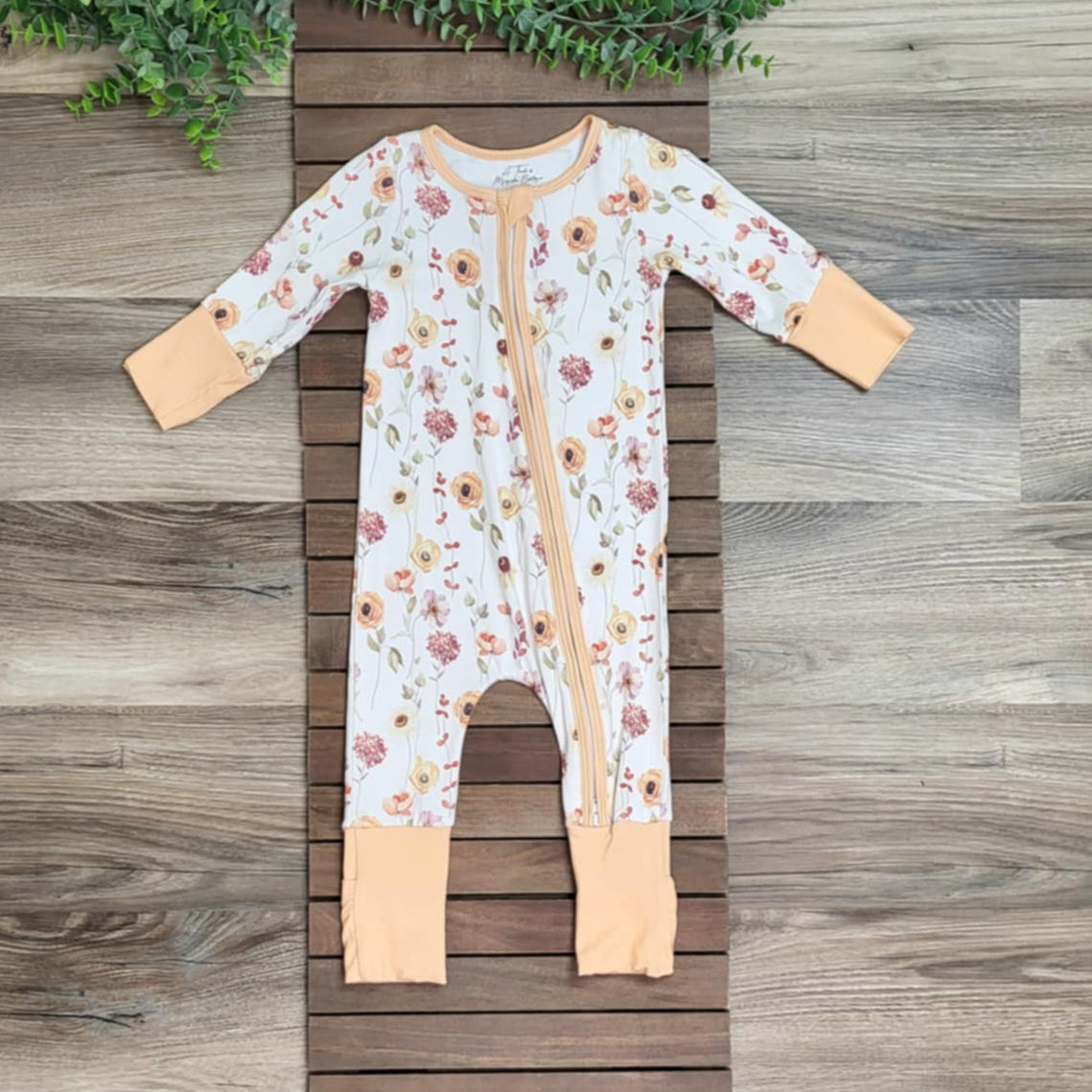 Bamboo Floral Print Baby Zippie Romper/Sleeper A Touch of Magnolia Boutique