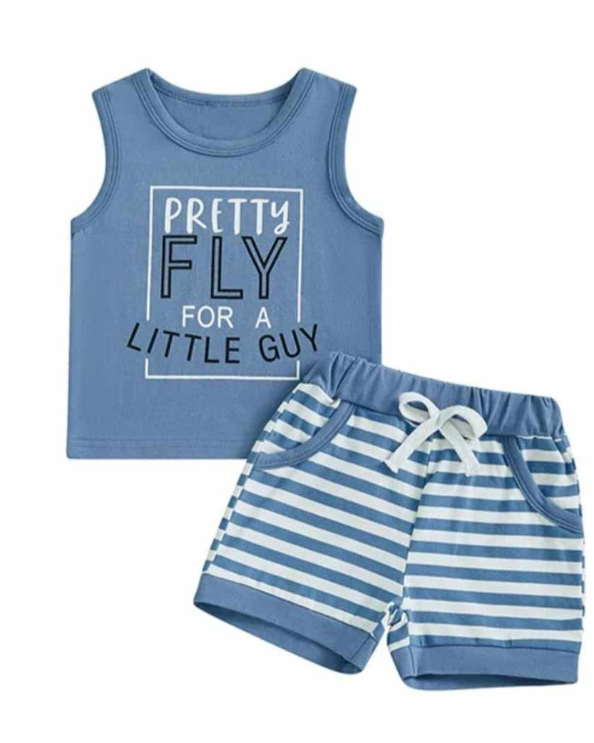 Blue Pretty Fly for a Little Guy Shorts Outfit Set-Baby & Toddler Boy A Touch of Magnolia Boutique
