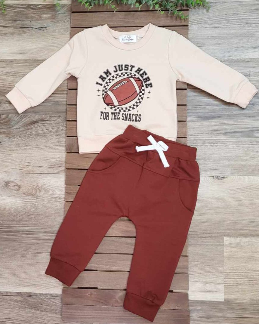 Just Here For The Snacks Football Jogger Set A Touch of Magnolia Boutique