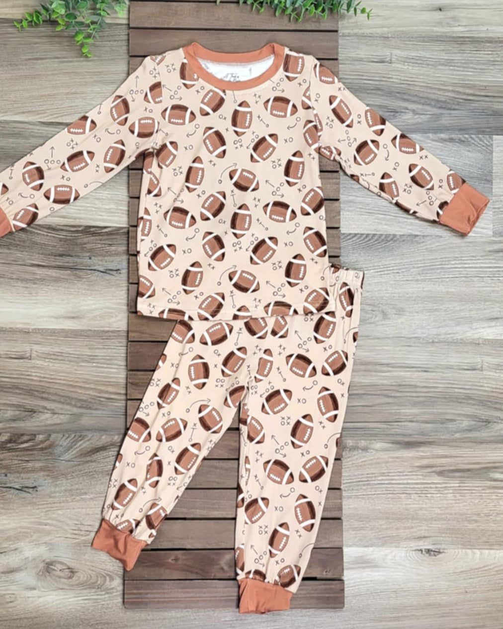 Bamboo Football Print Two-Piece Pajama Set A Touch of Magnolia Boutique