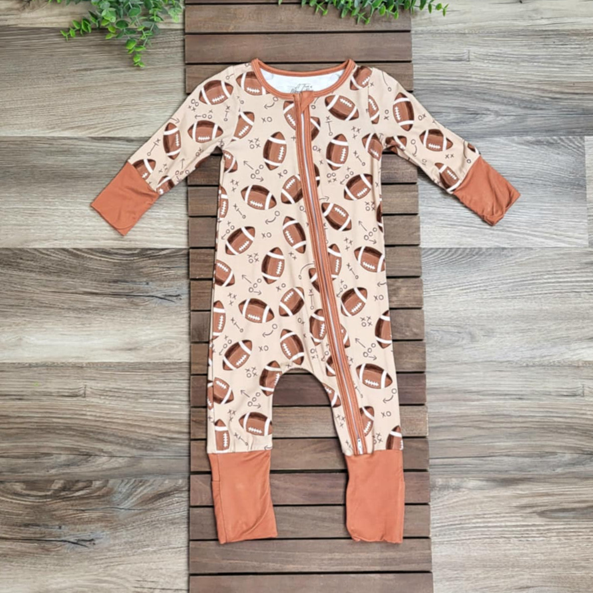 Bamboo Football Baby Boy Zippie Romper/Sleeper A Touch of Magnolia Boutique