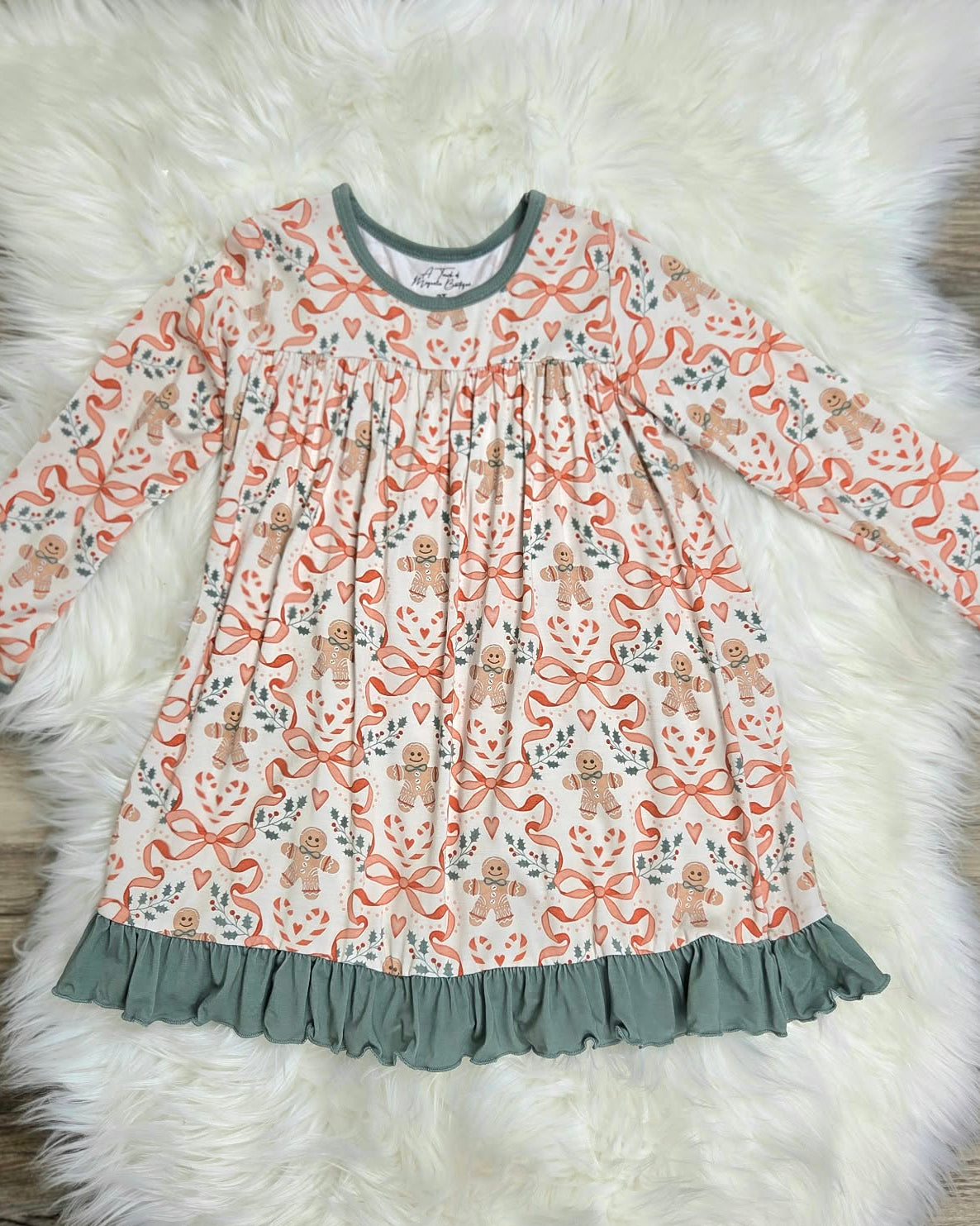 Bamboo Pajama Gown-Gingerbread & Holiday Bows A Touch of Magnolia Boutique