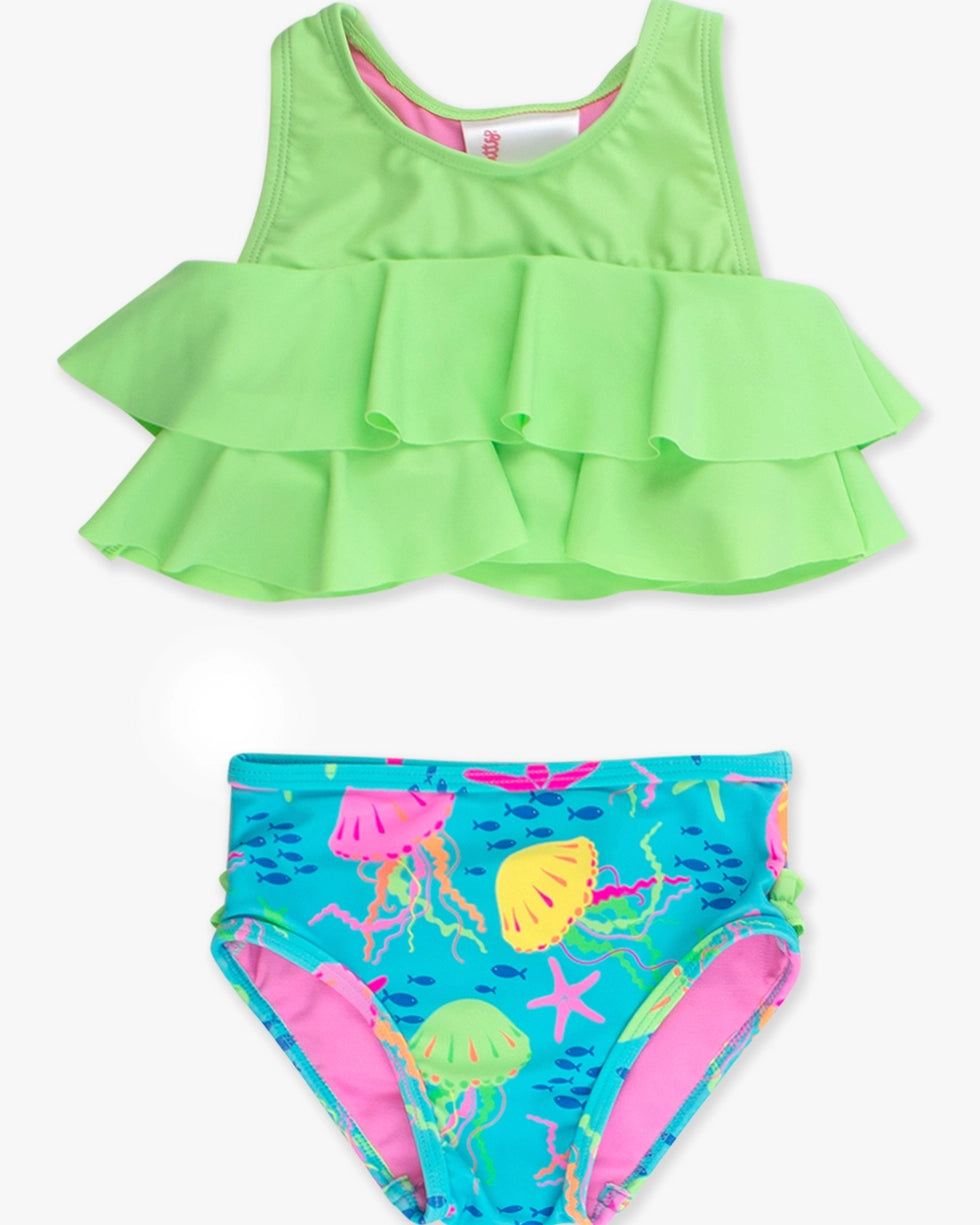 Girls Neon Jelly Time Flounce Bikini 2-Piece Swimsuit with Signature Rear Ruffles A Touch of Magnolia Boutique