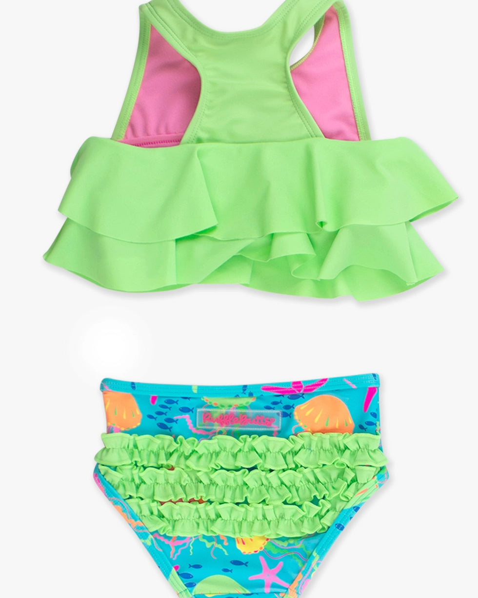 Girls Neon Jelly Time Flounce Bikini 2-Piece Swimsuit with Signature Rear Ruffles A Touch of Magnolia Boutique