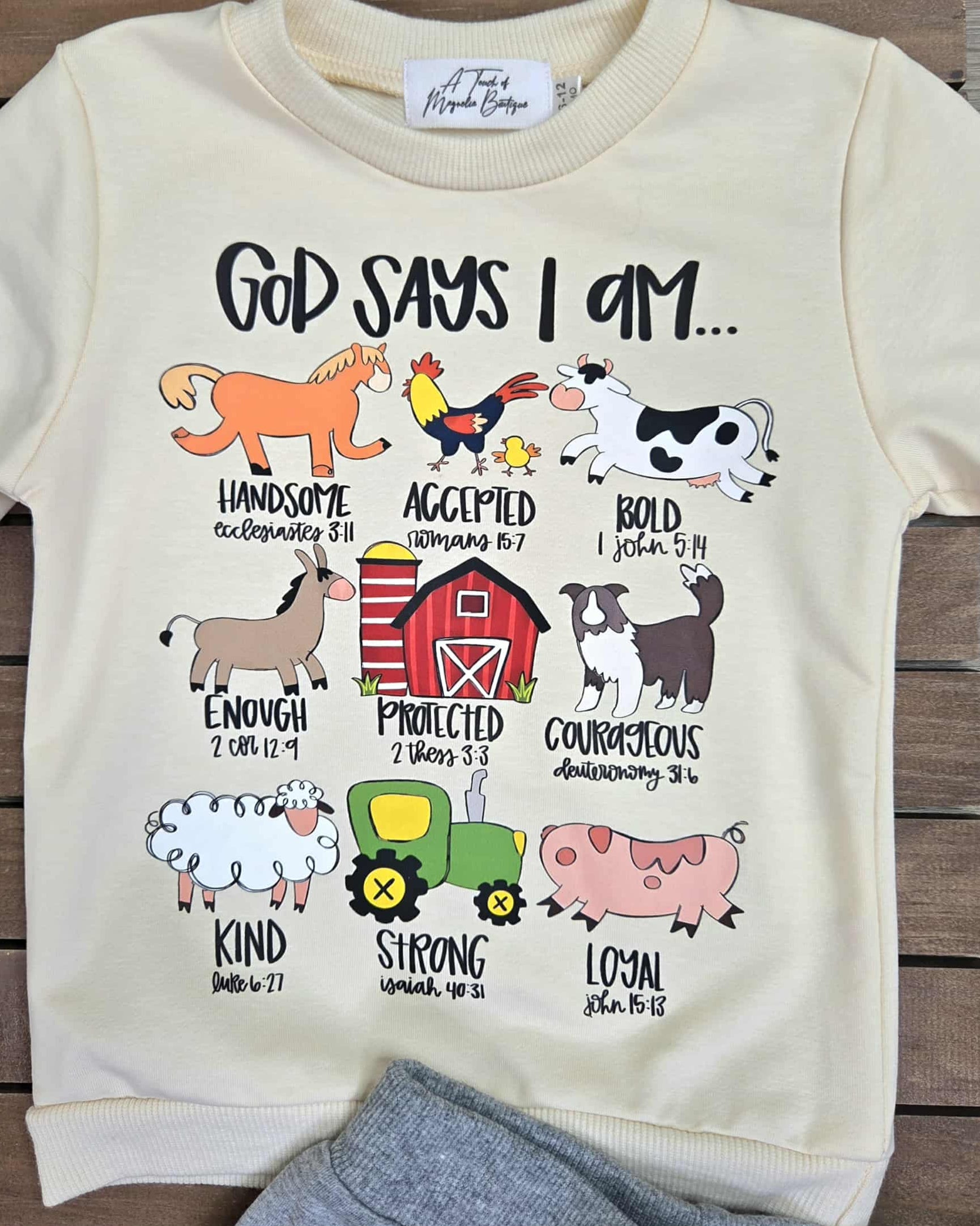 God Says I Am Farm Themed Jogger Set- Baby & Toddler Boys A Touch of Magnolia Boutique