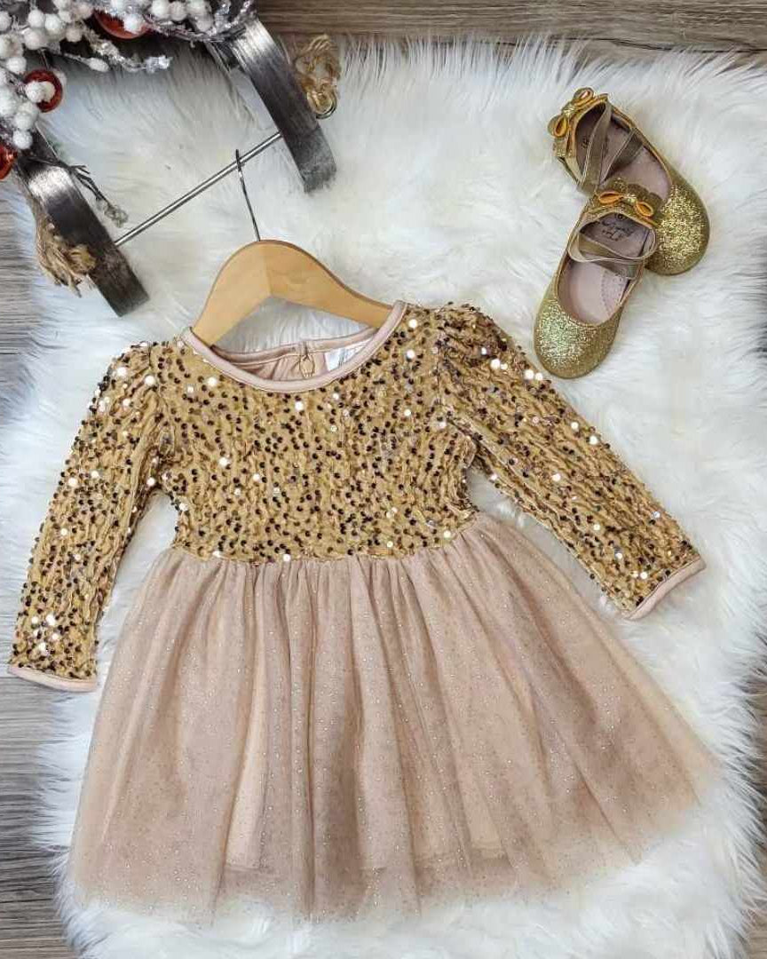 Gold Sequin and Tulle Dress A Touch of Magnolia Boutique